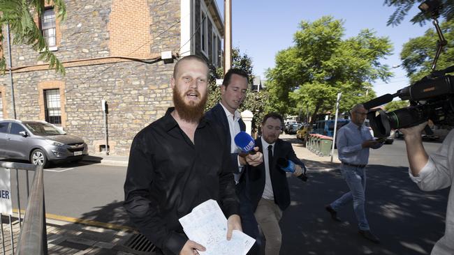 Jacob Cooper on bail is seen leaving the Adelaide Magistrates court. Picture: Newswire