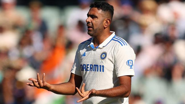 Ravichandran Ashwin reacts after his only wicket of this Test series: Mitch Marsh in Adelaide.