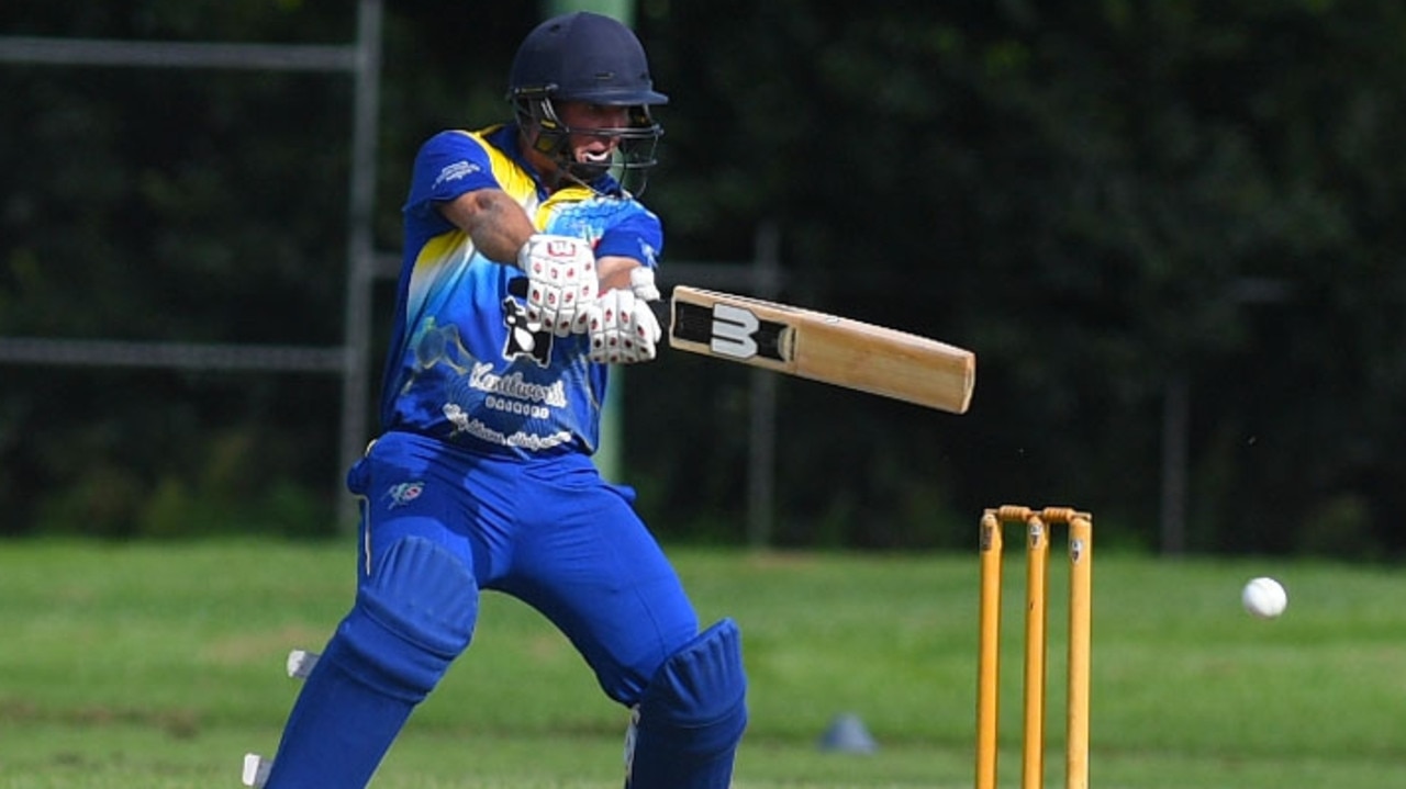 Kenilworth captain and opening batsman Steve Ledger leads from the front, top scoring in the preliminary final against Colts. Picture: Shane Zahner