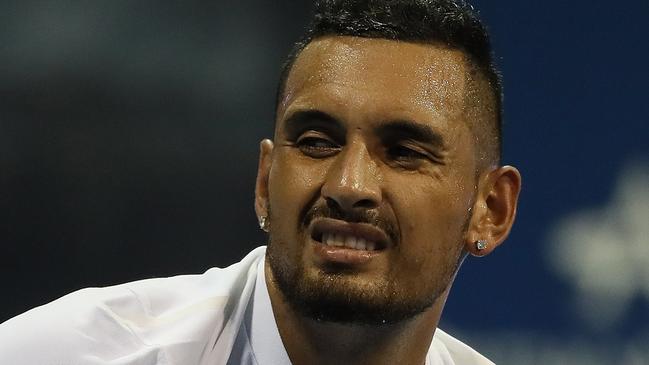 Nick Kyrgios has been booed off court after withdrawing with a hip injury at the Atlanta Open. Kevin C. Cox/Getty Images/AFP