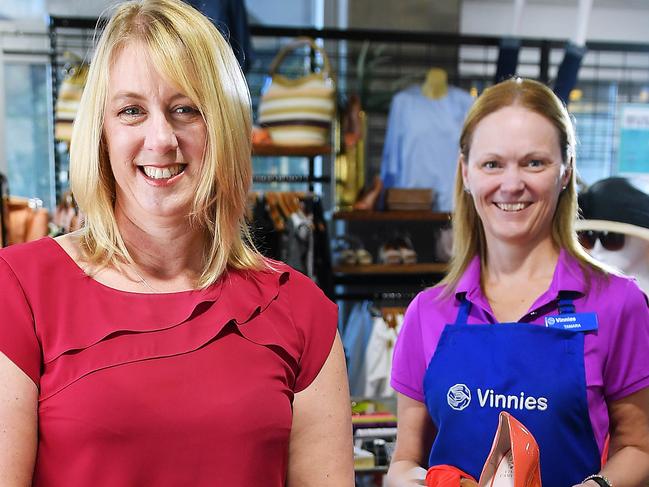 Tania Tonkin Director DMCA Advisory and Tamara Moyse Assistant Manager of Vinnies Waymouth Street store Wednesday December ,9,2020.Picture Mark Brake