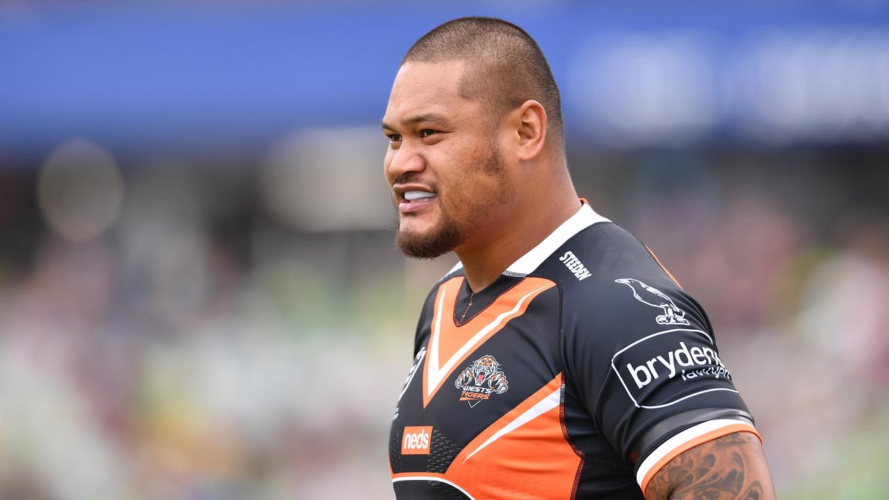 2021 NRL Round 01 - Canberra Raiders v Wests Tigers, GIO Stadium, 2021-03-14. Joey Leilua. Digital image by Robb Cox � NRL Photos