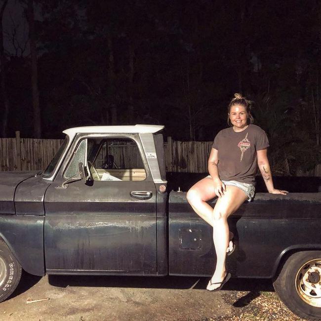 Georgina Wilkinson and her Chevvy C10 at the start of the restoration project. Picture: @that.aussie.c10