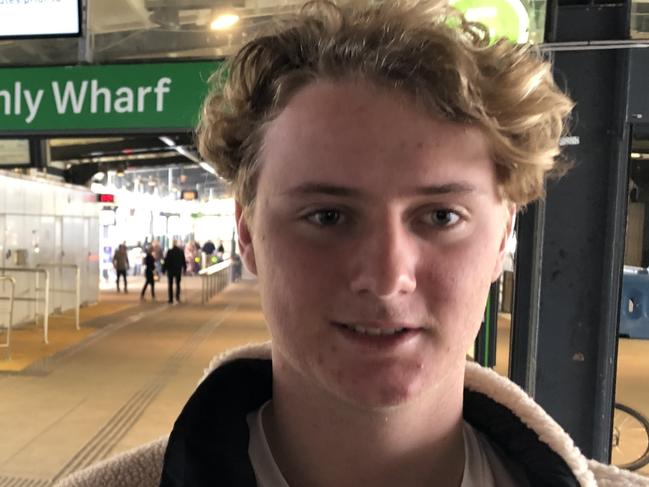 Nathaniel Riddington, 18, at Manly Wharf. Picture: Jim O'Rourke