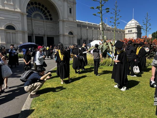 Graduates at the University of Melbourne graduations held at the Royal Exhibition Building on Friday, December 13, 2024. Picture: Jack Colantuono