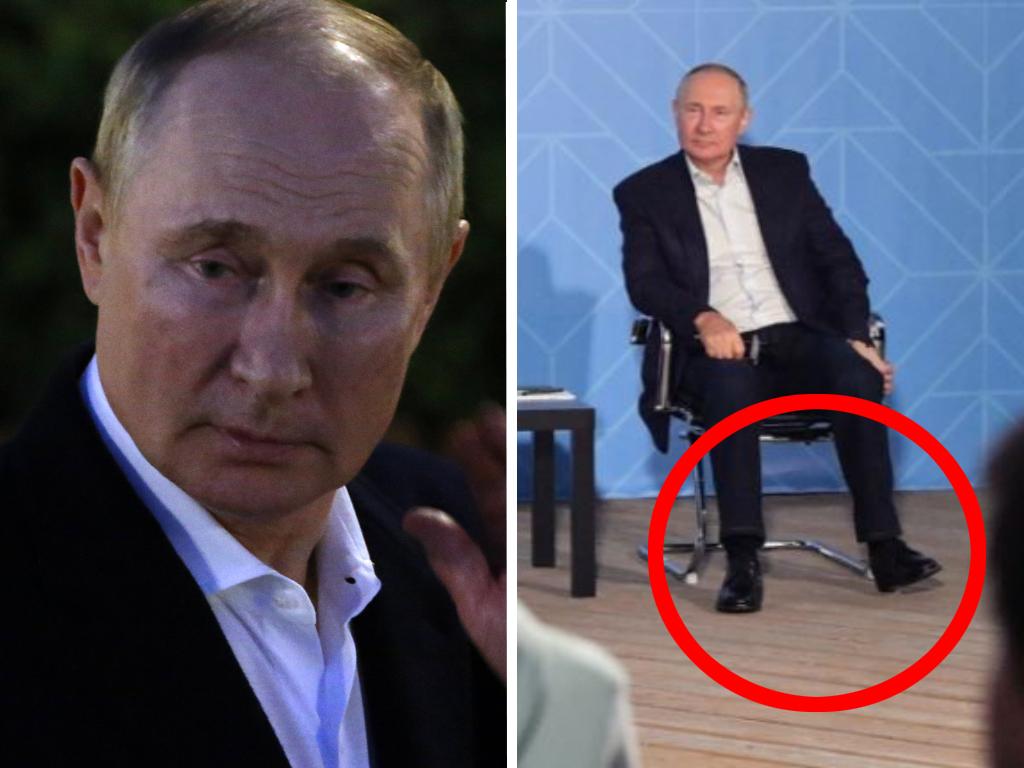 Vladimir Putin's leg was seen twitching. Picture: Getty/EPA