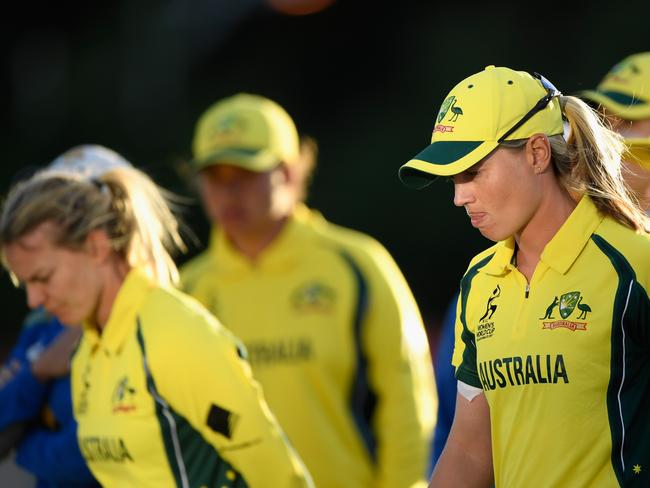 DERBY, ENGLAND - JULY 20:  Australia captain Meg Lanning reacts after the ICC Women's World Cup 2017 Semi-Final match between Australia and India at The 3aaa County Ground on July 20, 2017 in Derby, England.  (Photo by Stu Forster/Getty Images)