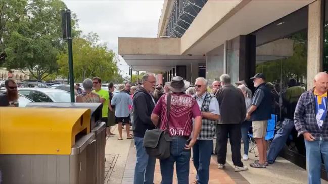 Bundaberg residents gathered outside the council building to protest against covid lockdowns