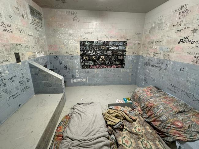 Accommodation cells in the boys’ unit at the Cairns watch-house. Picture: Queensland Ombudsman