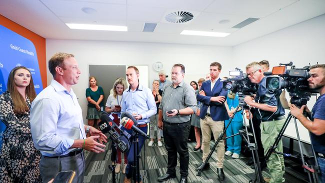 Health Minister Steven Miles announces the opening of second coronavirus testing facility on Gold Coast. Pic Tim Marsden