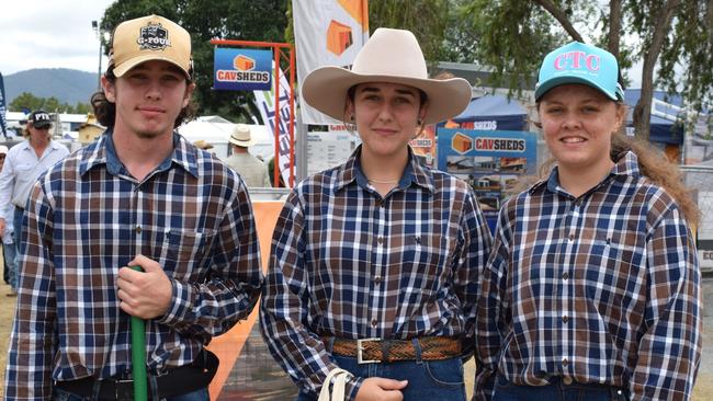 Blake Evans, Chloe Evenish and Tylesha Doig from Rockhampton State High School at Beef Australia 2024. Picture: Aden Stokes