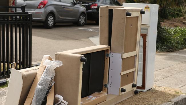 Dumped furniture on Clark St, Collaroy. Picture: John Grainger