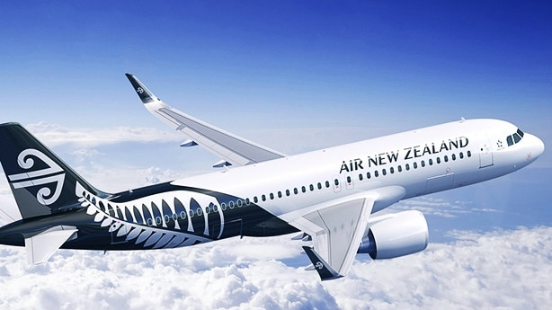 Air New Zealand in the sky.