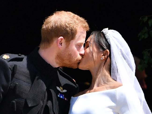 The Sussexes on their wedding day in May 2018. Picture: AFP