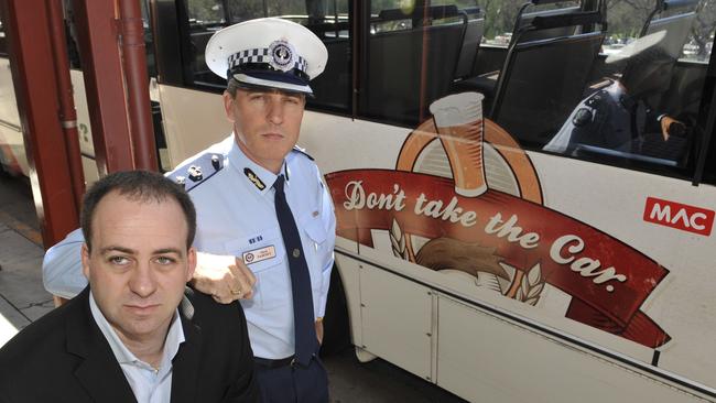 Ben Tuffnell in 2009, when he was with the Motor Accident Commission, with SA Police Superintendent Mark Fairney launching an anti-drink driving campaign.