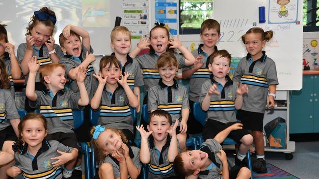 MY FIRST YEAR: Funny faces. Siena Catholic Primary School Preps. Picture: Patrick Woods.