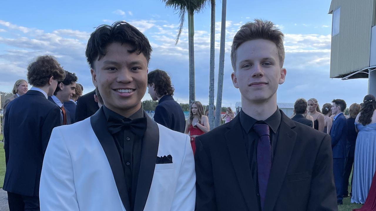 Adriel Burridge and Jackson Lantry at the St John Paul College Year 12 Formal. Picture: Matt Gazy