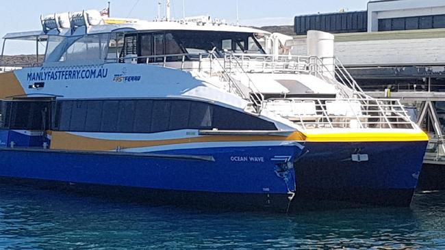 Manly fast ferry crashed into wharf, with damage seen at the front. Picture: Supplied