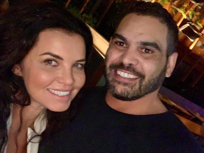 Suzi Taylor and Greg Inglis on the weekend the former Souths star allegedly “went missing”. Picture: Diimex