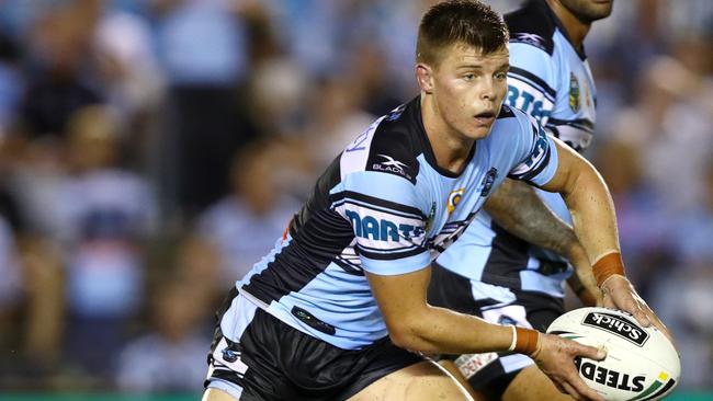 Jayden Brailey had a fine NRL debut for the Sharks. Picture: Gregg Porteous