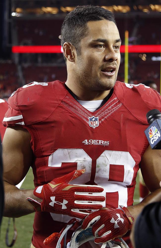 Jarryd Hayne, pictured in 2016, during his NFL career with San Francisco 49ers. Picture: AP Photo/Tony Avelar