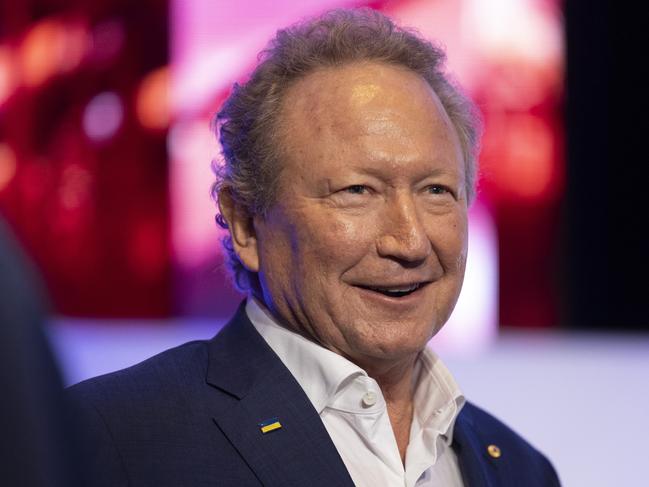 Fortescue Executive Chairman Dr Andrew Forrest is seen during the Fortescue Metals Annual General Meeting in Perth, Tuesday, November 22, 2022. (AAP Image/Matt Jelonek) NO ARCHIVING