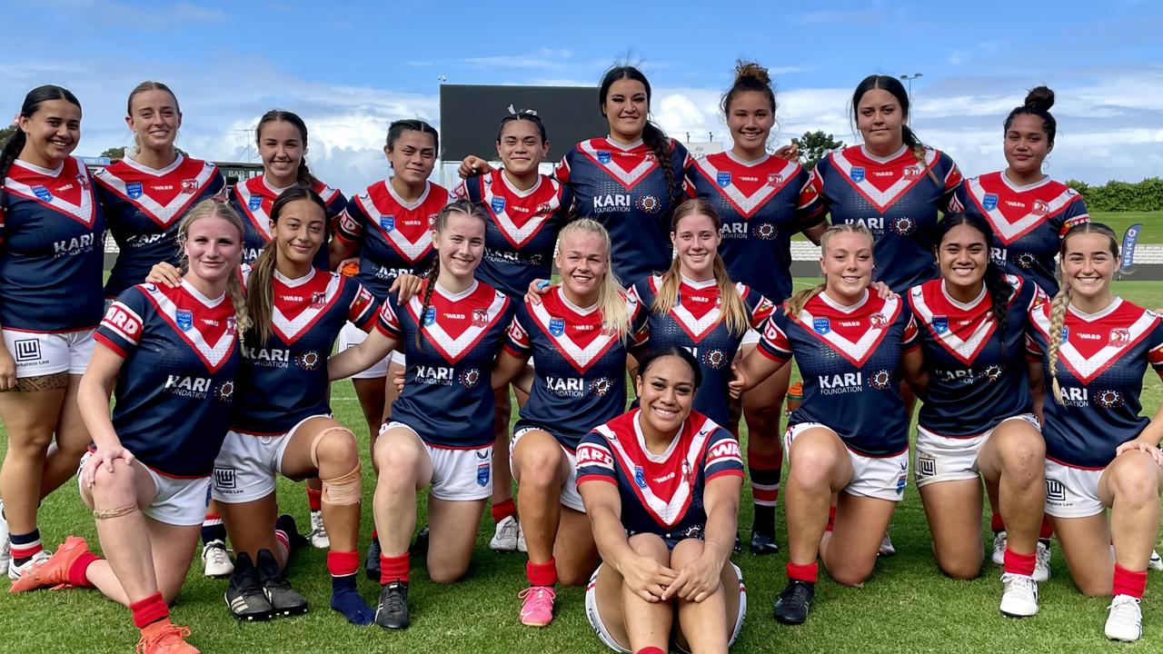 The Sydney Roosters Indigenous Academy Tarsha Gale Cup side who are the 2022 Minor Premier. Picture: Dylan Arvela