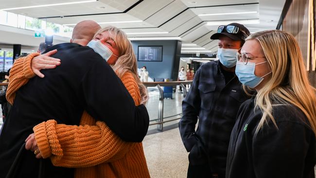 Emotional scenes played out at Melbourne Airport as the international border was further relaxed. Picture: Getty Images