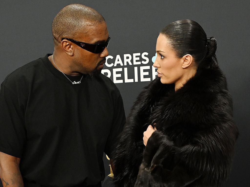 Kanye West and his wife Bianca Censori’s exchange during their scandalous appearance on the 67th Grammy Awards red carpet has been decoded by a professional lip reader. Picture: Fernando Allende/Broadimage Entertainment/Shutterstock