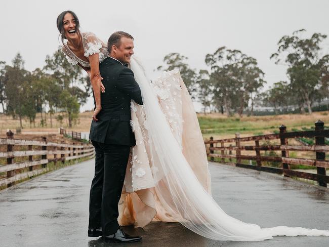 New House Rules co-host Abbey Gelmi ties the knot with Sky Racing reporter Ben Way at Lot 100 in the Adelaide Hills. Picture: Jarrad Seng.