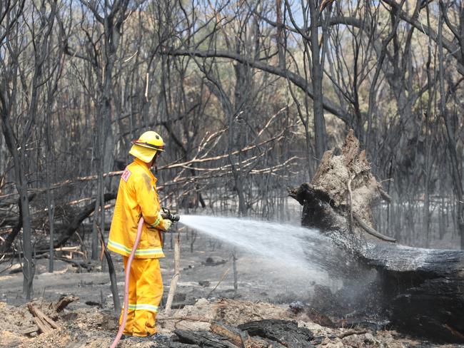 Fire fighters continue to prepare the Moyston area near the Grampians with hot days ahead and they want to prevent the fire area reigniting. Monday, December 30. 2024. Picture: David Crosling