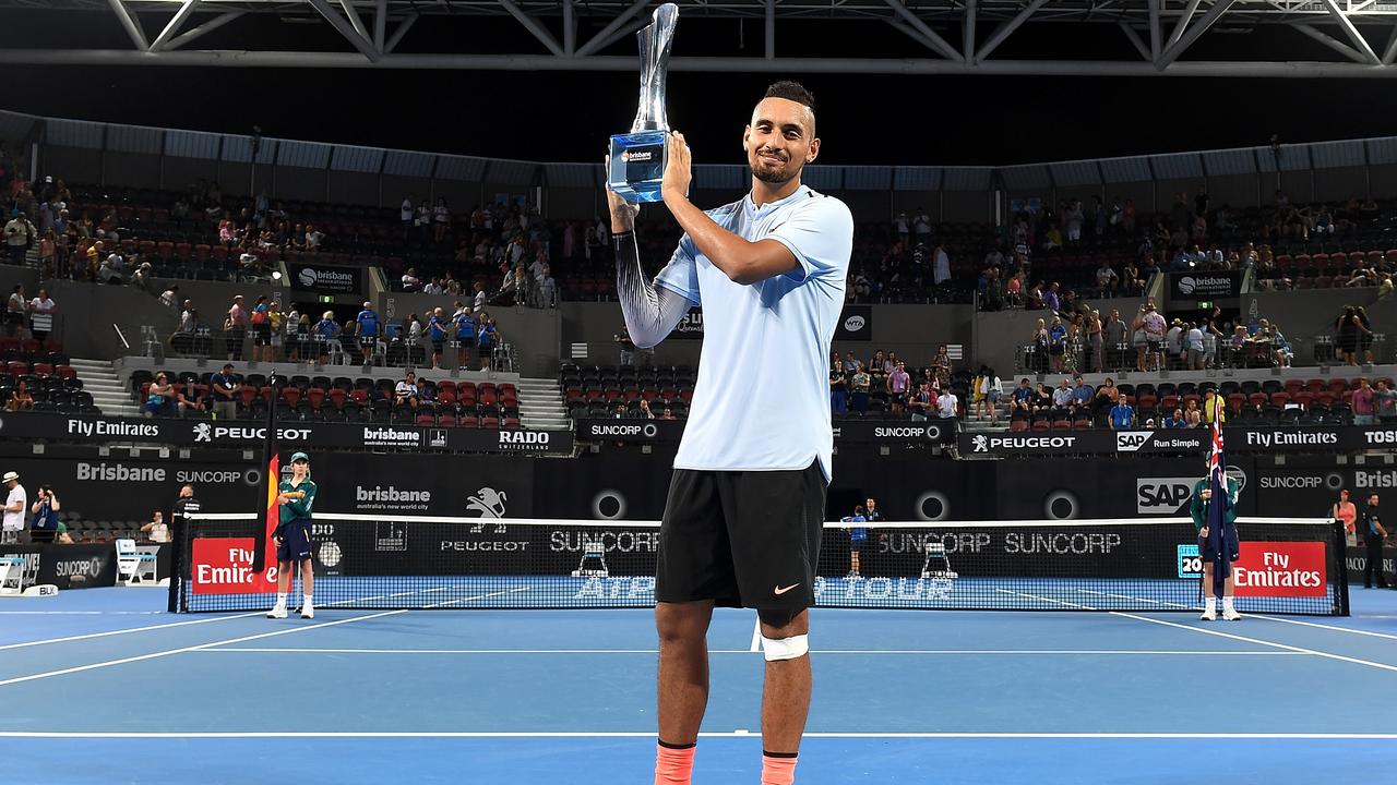 Nick Kyrgios won the 2018 Brisbane International. Picture: Bradley Kanaris/Getty Images