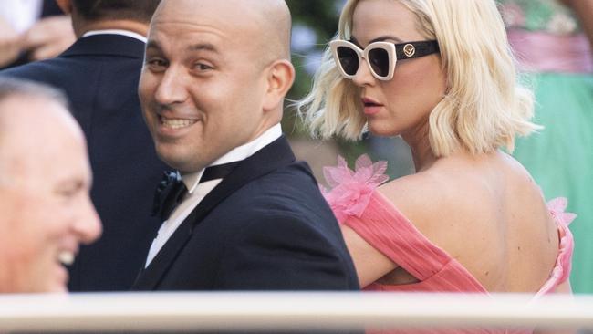 Katy Perry arrives at the wedding of Misha Nonoo and Michael Hess. Picture: Claudio Peri/ANSA via AP