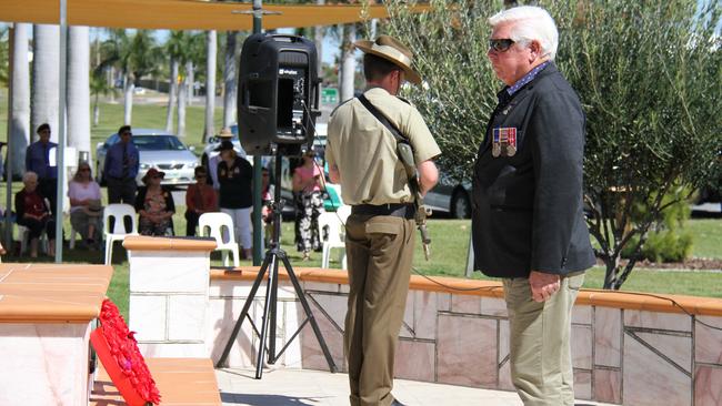 Gladstone RSL sub-branch President Harry Tattersall after laying a wreath at the 54th Long Tan Day Commemorations at Anzac Park. Picture Rodney Stevens