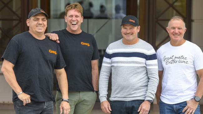 Former SANFL players, from left, Corey Gray, Simon Luhrs, Craig Cotter and John Abbott. Picture: Roy Van DerVegt