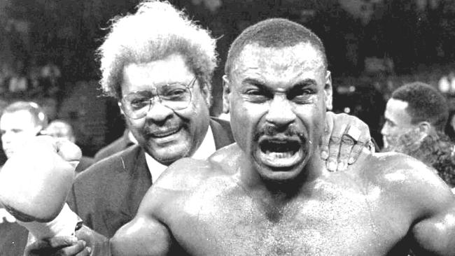 Oliver McCall celebrates with promoter Don King at Wembley in 1994 after beating Lennox Lewis.