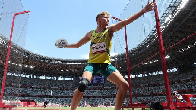 Ashley Moloney lines up in the discus leg of the decathlon. Picture: Matthias Hangst/Getty Images