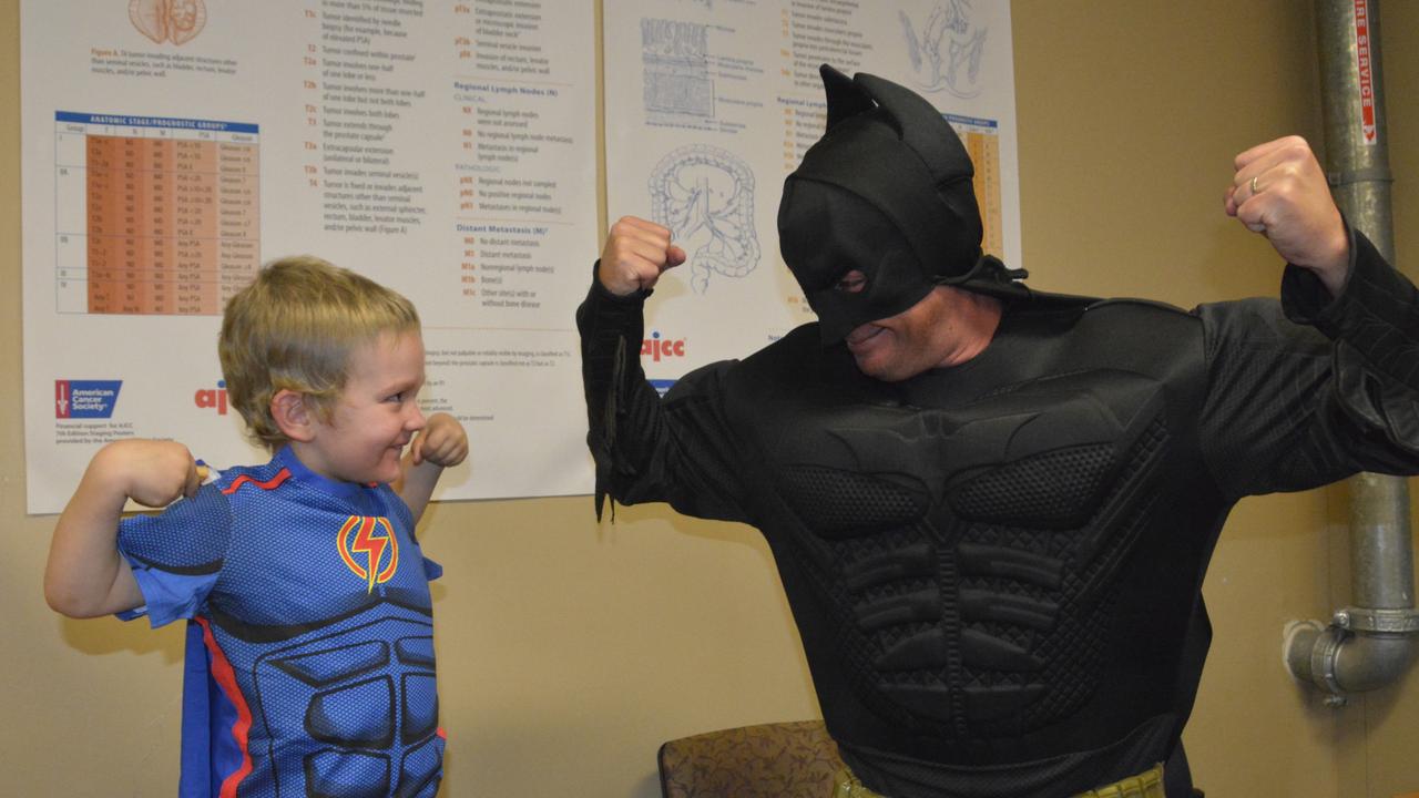 Parker Williams received a Supertee today from Batman (Paul Wilson) thanks to a generous donation from Toowoomba City Rotary Club.