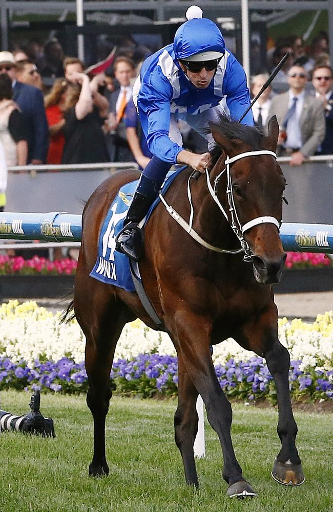 Winx blitzed her rivals in the Cox Plate. Picture: Wayne Ludbey