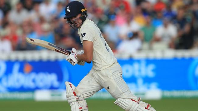 England's Rory Burns plays a shot on the second day of the first Ashes cricket Test. Picture: Lindsey Parnaby/AFP