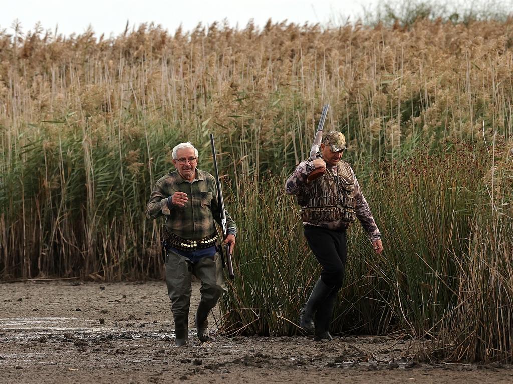 Hunters near Lake Connewarre at the opening of duck hunting season in 2024. Picture: Alison Wynd