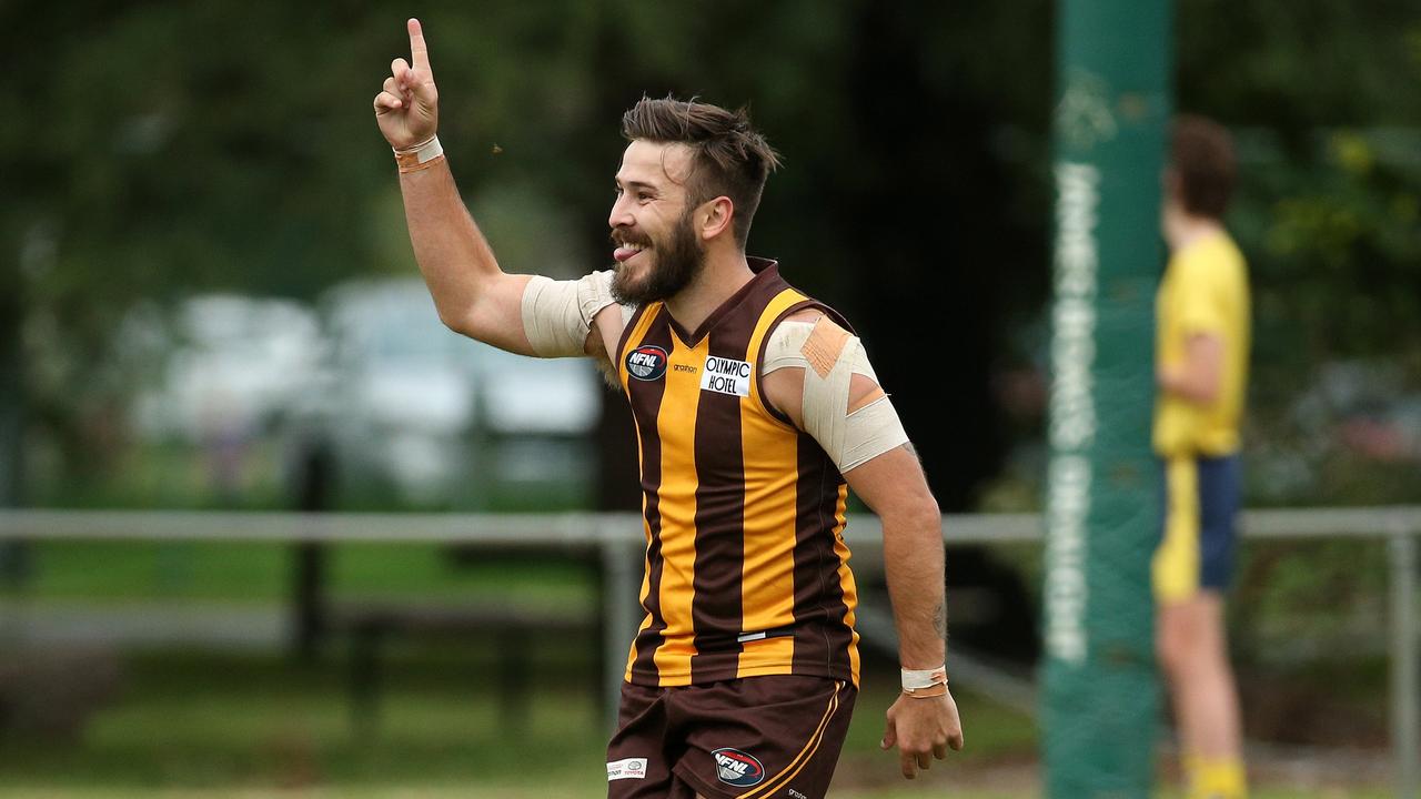 Northern: Jack Marris celebrates a goal for Heidelberg West.