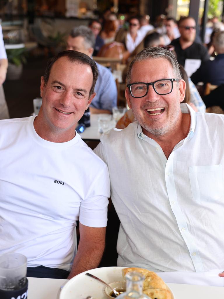 Jon Drew and Andrew Mclauchlan at the M.O.B Academy Charity Lunch Edgewater Dinner and Lounge Capri on Via Roma for Gold Coast at Large. Picture, Portia Large.