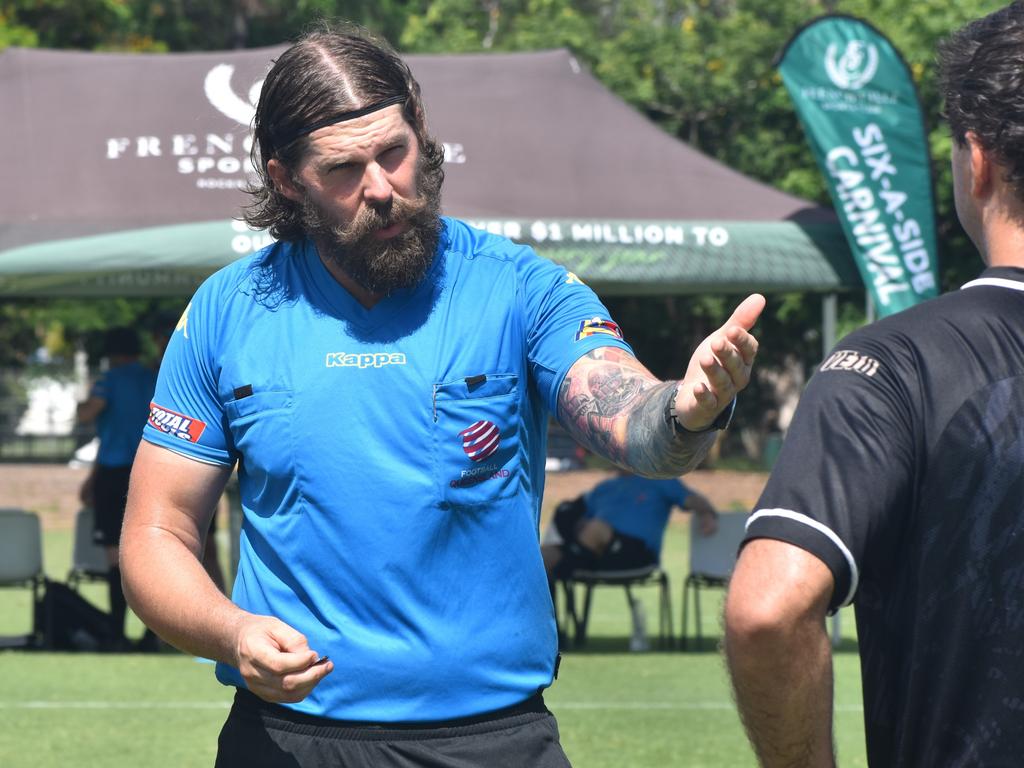 Frenchville Football six-a-side carnival, men's A final, Clinton versus Central, at Jardine Park, Rockhampton, February 25, 2024.