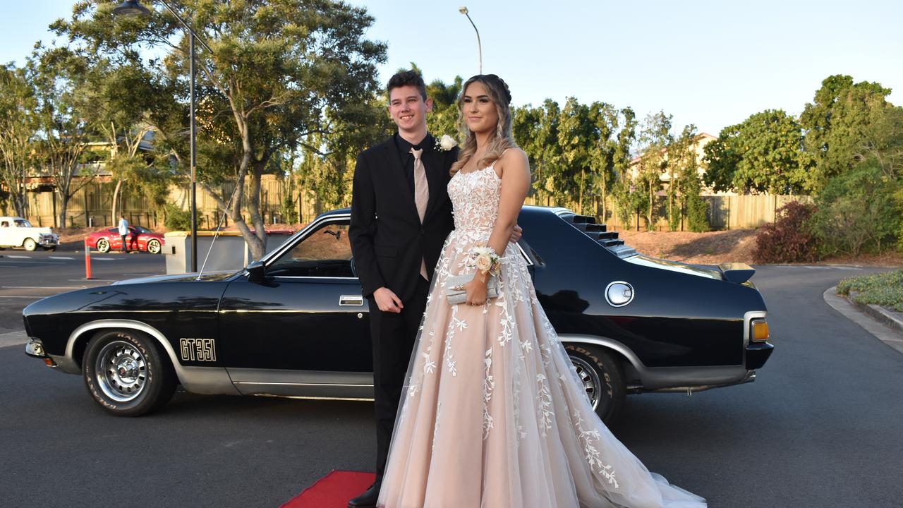 RIVERSIDE FORMAL: Jorja Hood and Charlie Beikoff arrive on the red carpet at the Riverside Christian College Formal. Photo: Stuart Fast