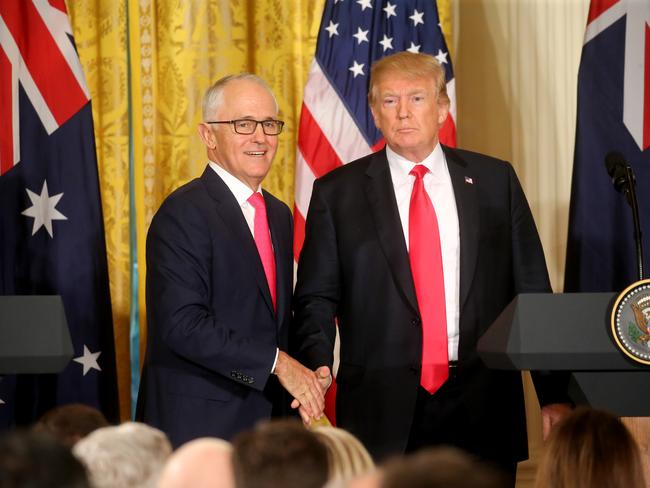 WASHINGTON DC.... US President Donald Trump and Australian Prime Minister Malcolm Turnbull hold a joint press conference in the East room at the White House in Washington DC. .   Pic Nathan Edwards