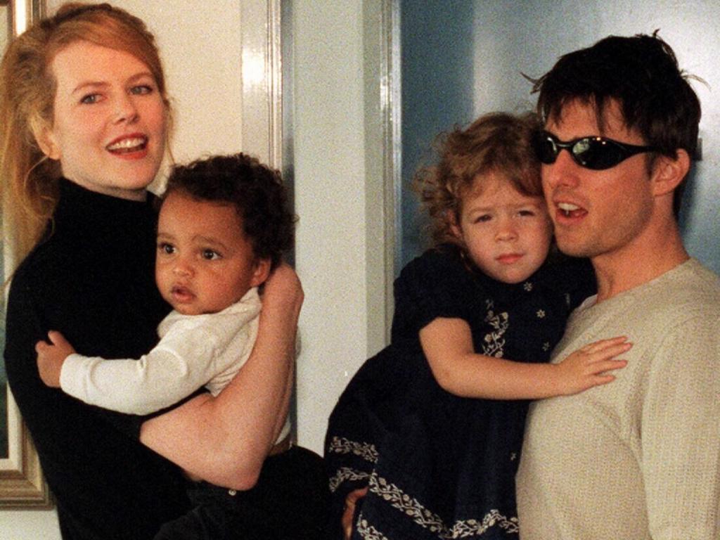 Nicole Kidman with Tom Cruise and their children Connor and Isabella in 1996. Picture: Supplied