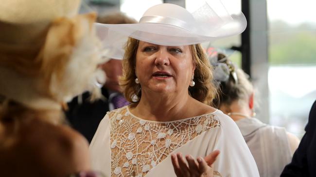 Mining magnate Gina Rinehart in the Melbourne Cup Birdcage.