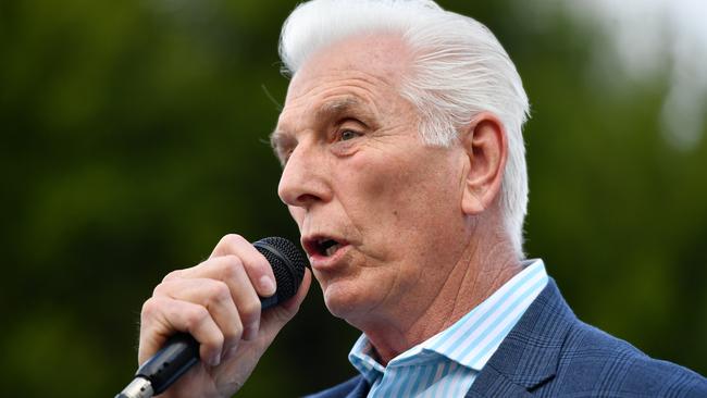 Cabramatta MP Nick Lalich speaks at the 50th anniversary school fete at Lansvale East Public in Lansvale, Sydney. Picture: Joel Carrett