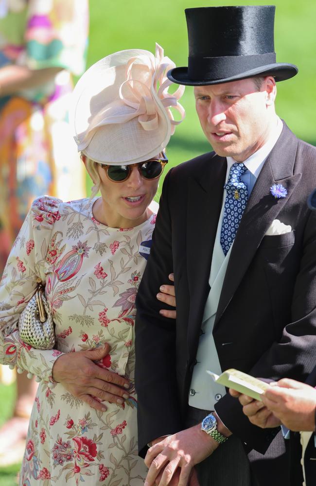 Zara Tindall and Prince William, Prince of Wales speak as they attend day two of Royal Ascot 2024 at Ascot Racecourse in Ascot. Picture: Getty Images